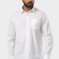 Uathayam Amsler - 100% Cotton Slub Formal White Shirt