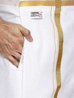 
              Ramraj Adjustable White Dhoti with Gold Jari 3/4
            
