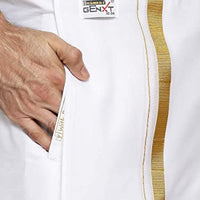 Ramraj Adjustable White Dhoti with Gold Jari 3/4