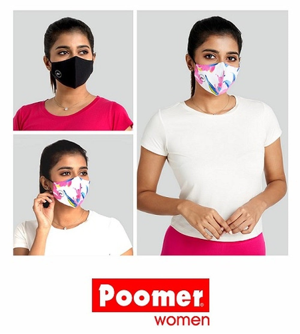 Poomer Womens Face Mask- 3 Pcs Pack